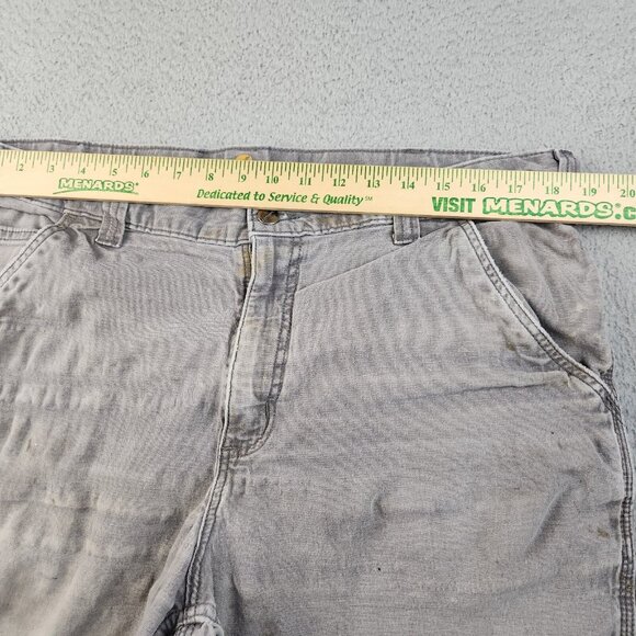VTG CARHARTT Mens 38 Shorts Natural Distressed Relaxed Fit  Thrashed Workwear - Picture 4 of 11